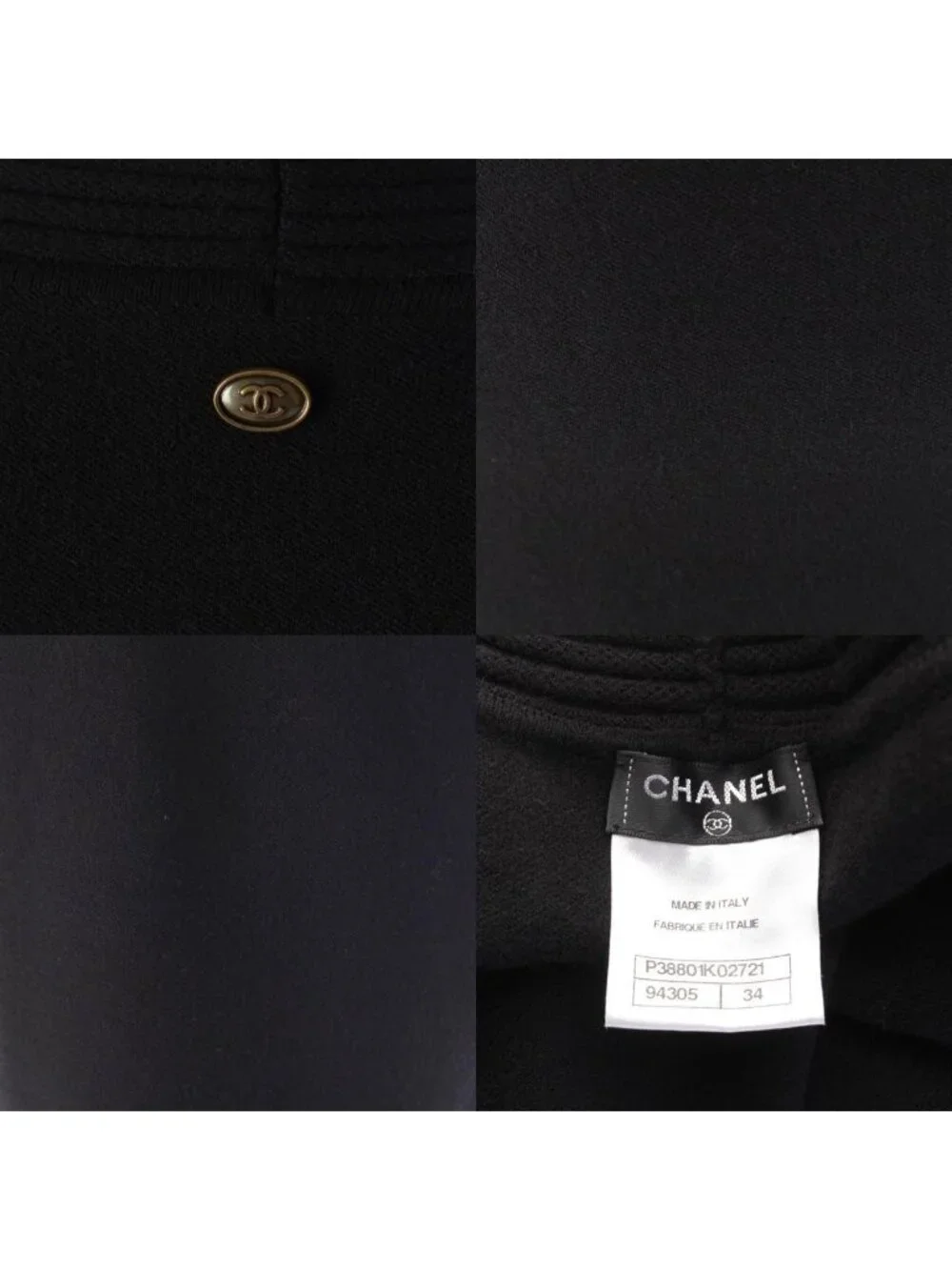 Chanel Viscose Cashmere Armor Design Crew Neck Knit Dress Black 34